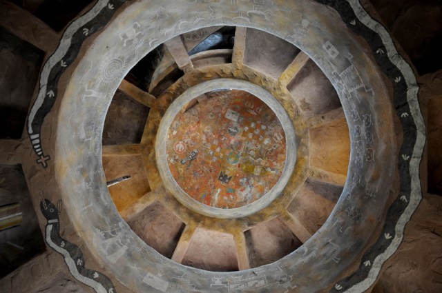 Looking up the interior of the Desert View Watchtower
