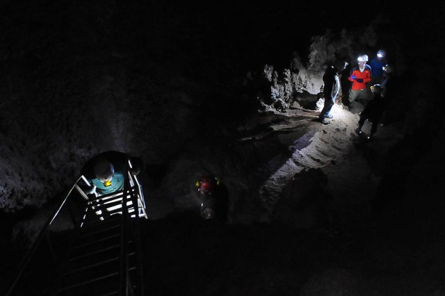 Steel ladders aid our descent