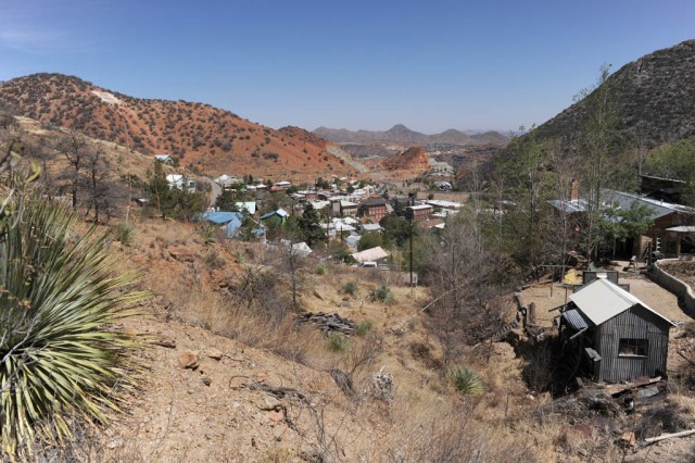 The town of Bisbee with the Lavender Pit in the distance