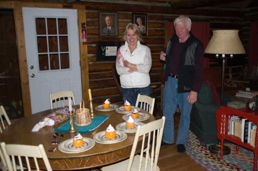 Celebrating Aunt Marge's 29th birthday with some flaming oranges.