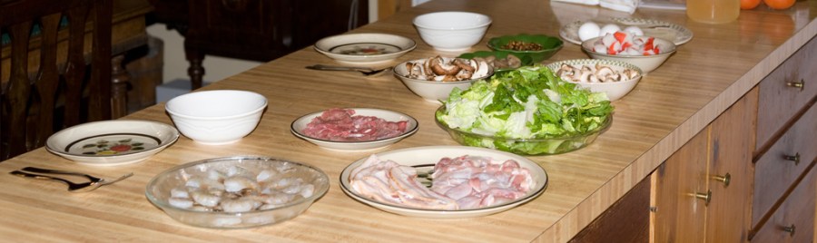 Fresh ingredients for steamboat dinner, yummmm!
