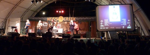 The band Library Voices performing on the main stage.