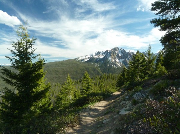 Evening light on the way home above Redfish Lake with Mount Mogul (9,733') behind.