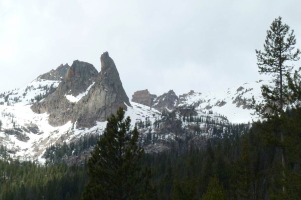 Looking up at the Finger of Fate (9,775') above Hell Roaring Lake.
