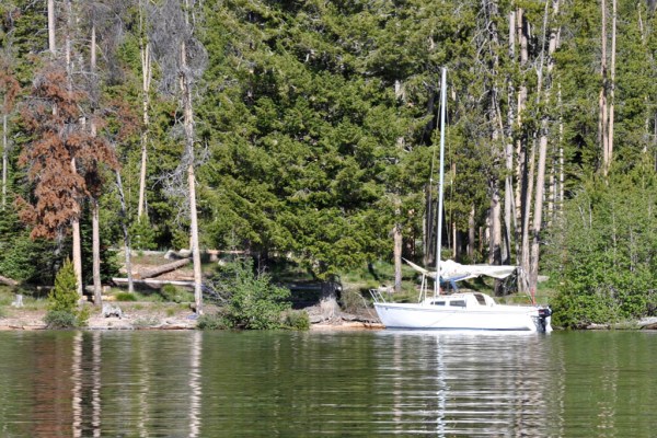 Someone peacefully anchored on Redfish Lake, a sign of my year to come. (Photo by Dad)