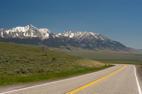 The open road on the way home, with Mount Borah (Idaho's highest peak at 12,662') on the left.