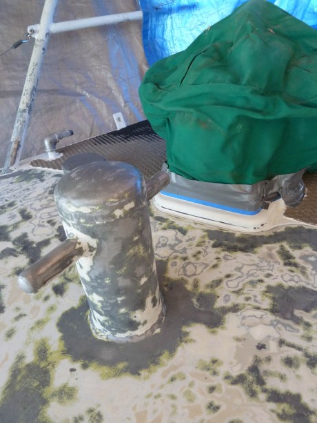 The Sampson post and foredeck ready to paint.