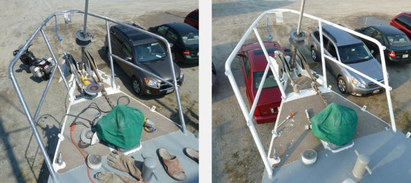 The bow-pulpit entirely ground down to steel and painted.