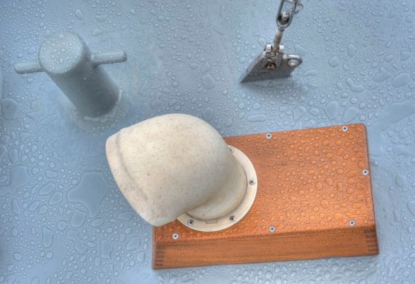 Primed deck and refinished teak dorade box. - HDR