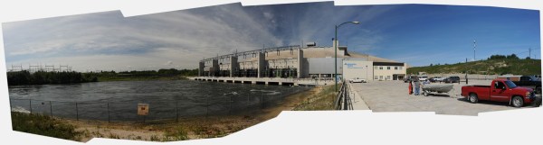 The Grand Rapids generating station running at maximum capacity due to the spring flooding. - Composite image.