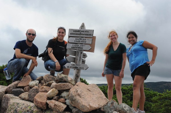 On the summit of Champlain Mountain (1,058') after scaling the Precipice. On the summit of Champlain Mountain (1,058') after scaling the Precipice.