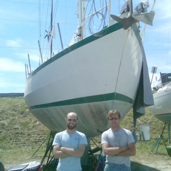 Nicolas and I trying to look tough enough to tackle some more grinding on deck. Nicolas and I trying to look tough enough to tackle some more grinding on deck.