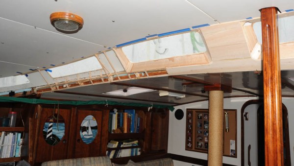 Progress. The goal is to have the middle three deadlights framed with a single unbroken panel.