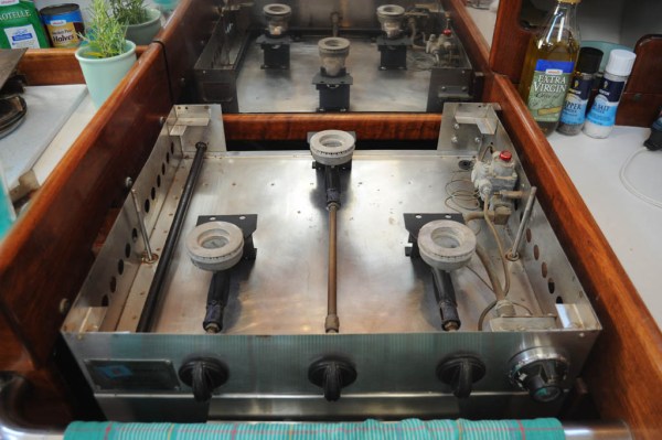 Stove and oven all fixed up and ready for cooking. In celebration Mom baked cookies, the first delight to come out of the oven in 11 years!