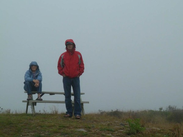 Mom and Dad atop the highest point on Cuttyhunk Island, which rises about 150' above sea level.