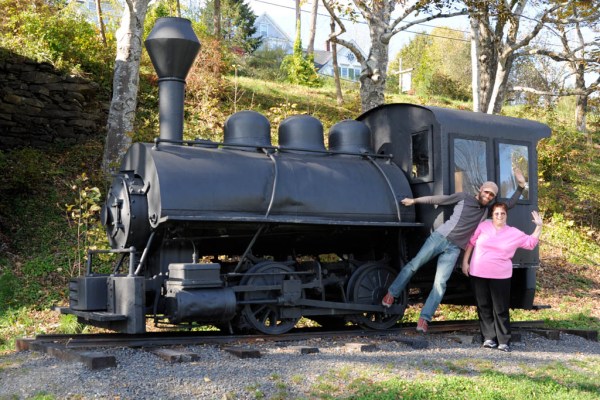 Taryn and I in Rockport waving for my nephew Gage who is quite the train fan.