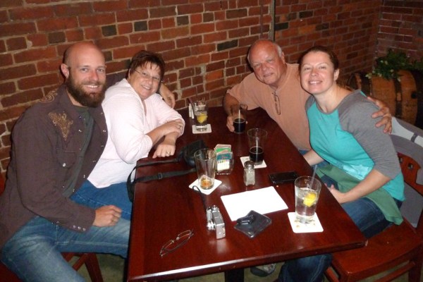 Enjoying dinner with Uncle Joe at restaurant stop 1 of 3 for the night.