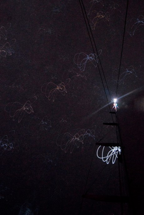 Looking toward the 100' high masthead as La Forza rocks beneath the night sky. (30 second exposure) Looking toward the 100' high masthead as La Forza rocks beneath the night sky. (30 second exposure)