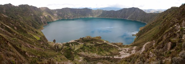 Panorama of the crater and Laguna Quilatoa. Panorama of the crater and Laguna Quilatoa.