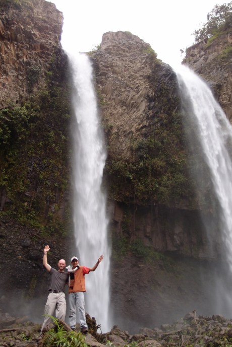 Freddy and I at the base of the Manto de la Novia waterfalls. Freddy and I at the base of the Manto de la Novia waterfalls.