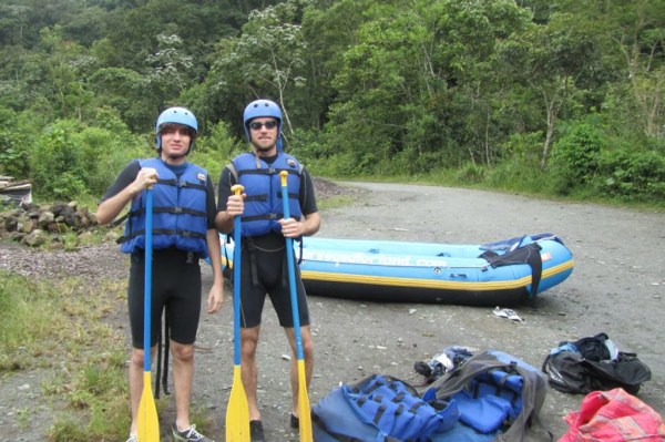 Mathi, a friend we met from Chile, Freddy and I prepare to raft the Rio Pastaza. Mathi, a friend we met from Chile, Freddy and I prepare to raft the Rio Pastaza.