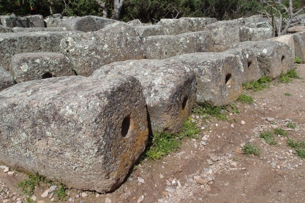 Hand chiseled stones typical of Incan construction.