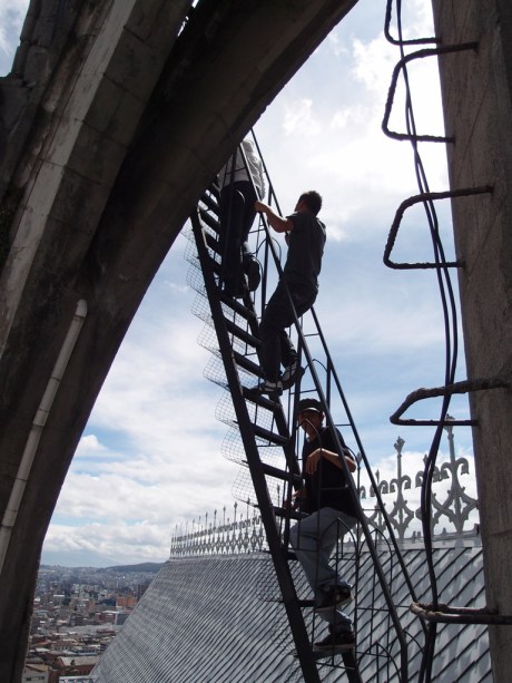An exposed climb up one of the spires, something litigious Americans would have done away with long ago.