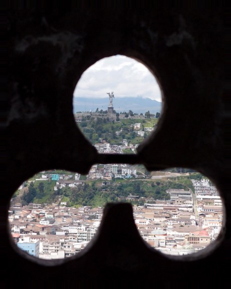 The Panecillo from within the clock tower.