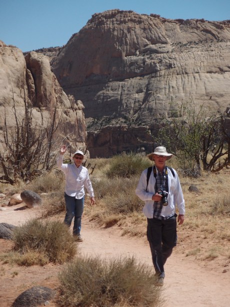 Mom and Dad heading to Hickman Bridge.