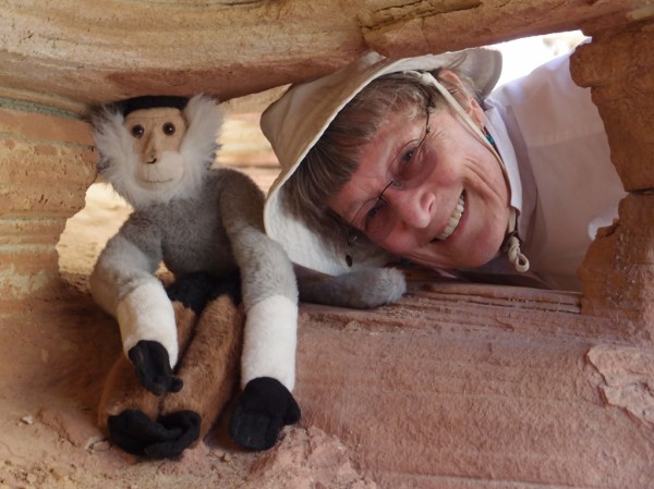 Mom and Tristan playing hide and go seek.