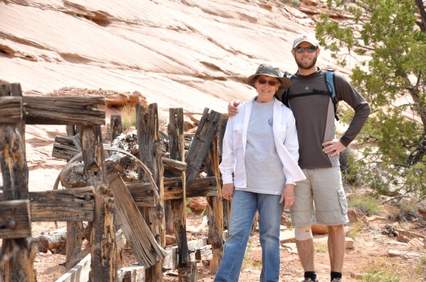 Mom and I next to the the remains of a cattle watering hole at Neck Springs.