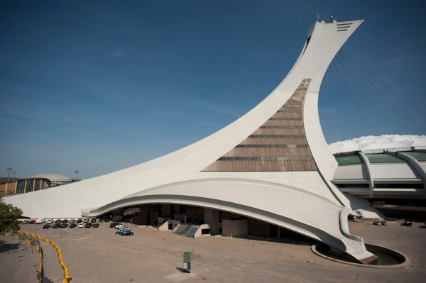 The platypus-like tower of the Montreal Olympic Stadium, built for the 1976 Summer Olympics, is to this day the largest inclined-tower in the world at 574ft (175m).