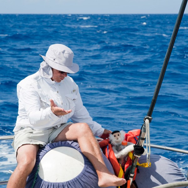 Scary Gary imparting some nautical wisdom to Tristan. Not long after this we found Gary reading the New York Times to Tristan - perhaps too many days at sea does drive one a little crazy.