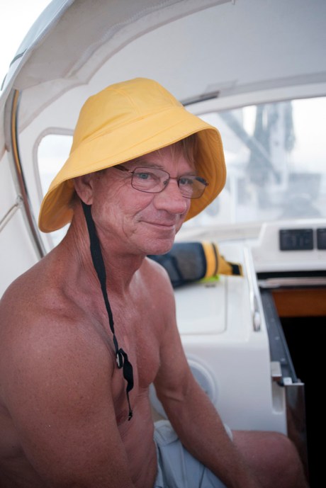 Scary Gary in the cockpit, ready for a north sea gale.