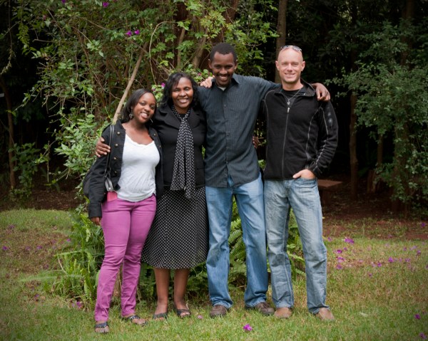 Brian's bride Christine, Mom Maito, Brian and I stop to pose while checking out the wedding venue.