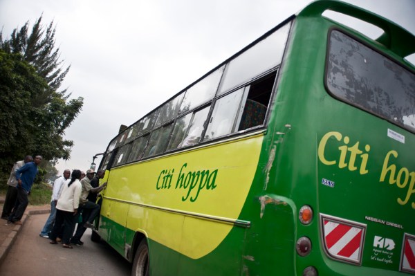 Catching a city bus into the heart of Nairobi.