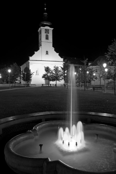 A church in Ogulin town center during a short walk to stretch my legs before a ridiculously early bedtime.