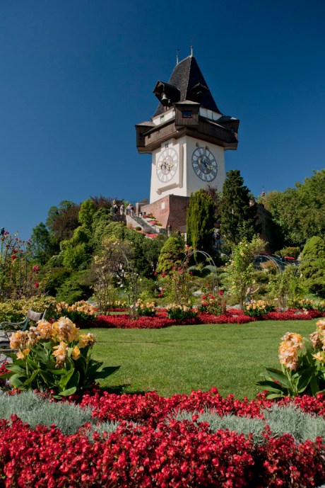 The Graz Clocktower on the summit of Grazer Schloßberg.