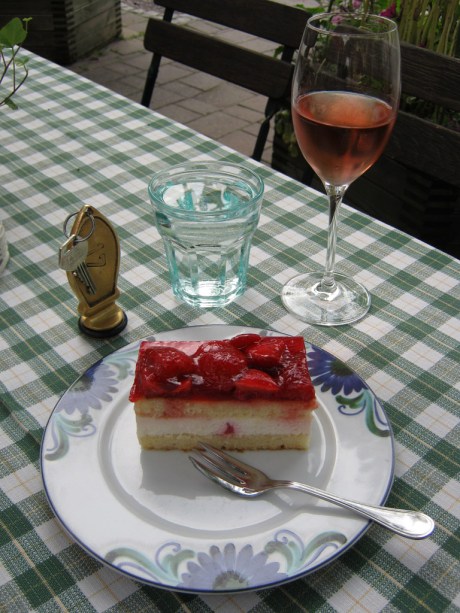 This is not a bad way to end a day of bicycling through the Alps.