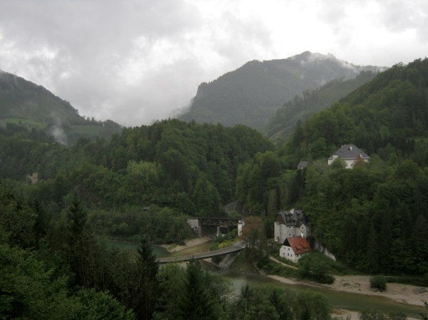 Waking up to a rainy day in Altenmarkt bei Sankt Gallen. Luckily the Gasthaus owner gave me a couple shots of some Austrian moonshine to take the chill off the morning's descent.