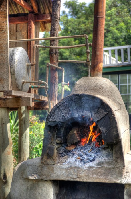 A wood burning water heater.