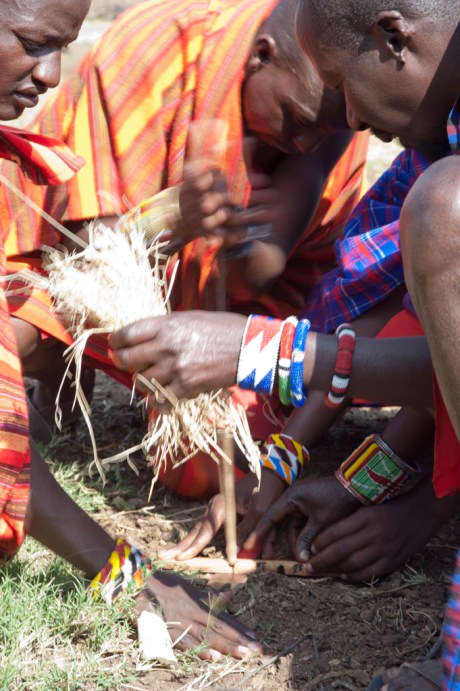 Two sticks, a machete, some dry grass and 30 seconds is all these guys need to get a fire going. Awesome.