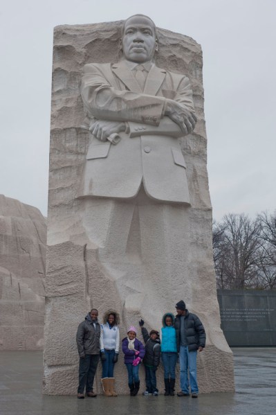 Uncle Gikiri, Wangiru, Coco, Freddy, Kabi and Brian at the MLK Memorial.