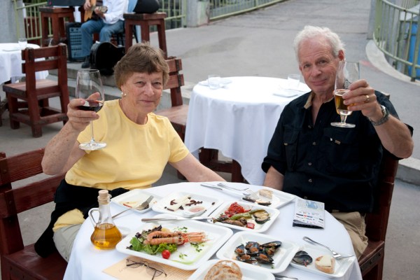 With great food, drink, and company.