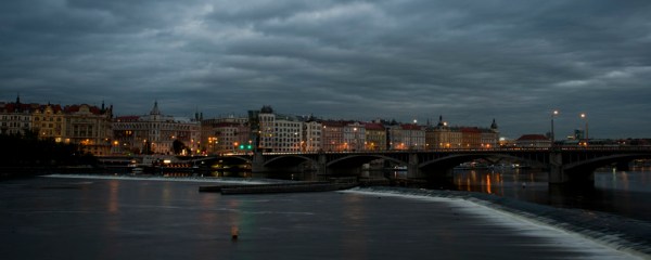Nightfall on the Vltava.