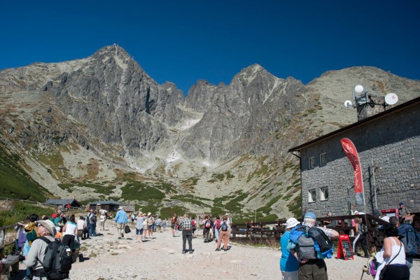 Mid-mountain on Lomnický Štít after taking a cable car from the bottom. From here we would hike on foot.