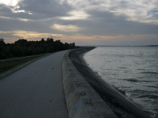 Riding along Lake Varaždin before the trip's last night on the road in Varaždin.