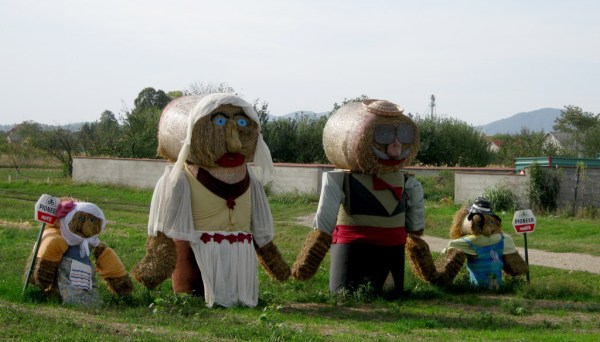 A farmer's nod to passersby on the road between Varaždin and Zagreb.