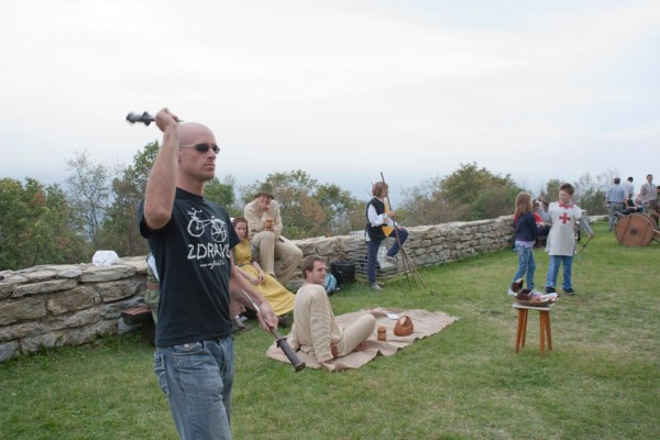 Throwing knives. Trust me, this picture is cooler than the one of the target - and all my thrown knives lying on the ground around it.