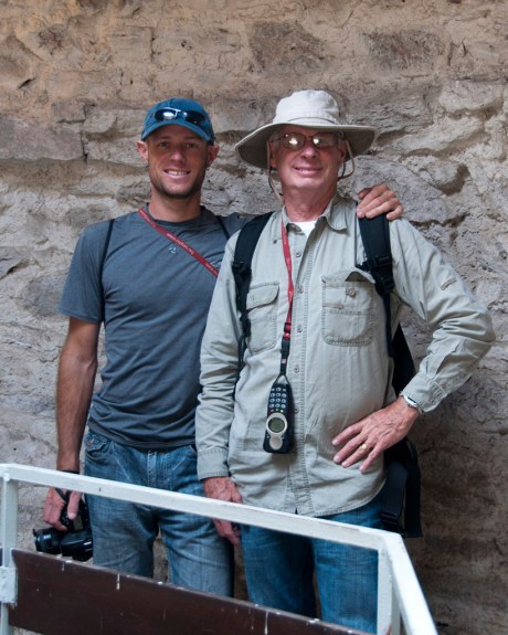 Dad and I enjoying an audio tour in Spišský Hrad..